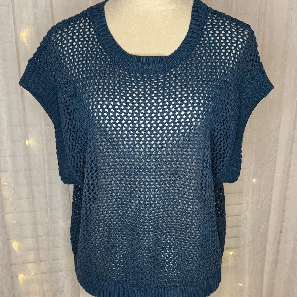 Halogen Blue Open-Knit Sweater